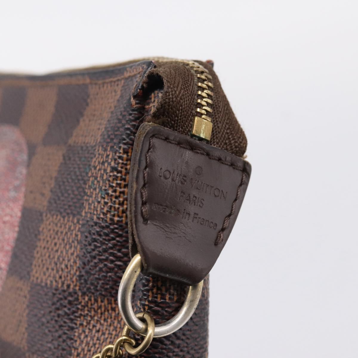 LOUIS VUITTON Damier Ebene T&B Mini Pochette Accessoires N58011 LV Auth bs37681