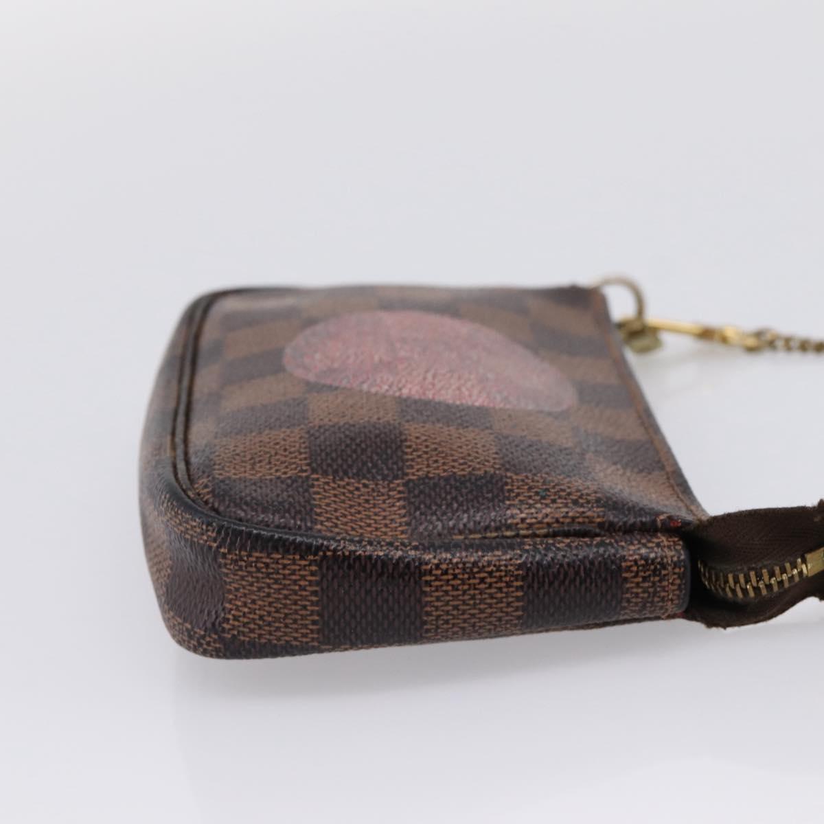 LOUIS VUITTON Damier Ebene T&B Mini Pochette Accessoires N58011 LV Auth bs37681