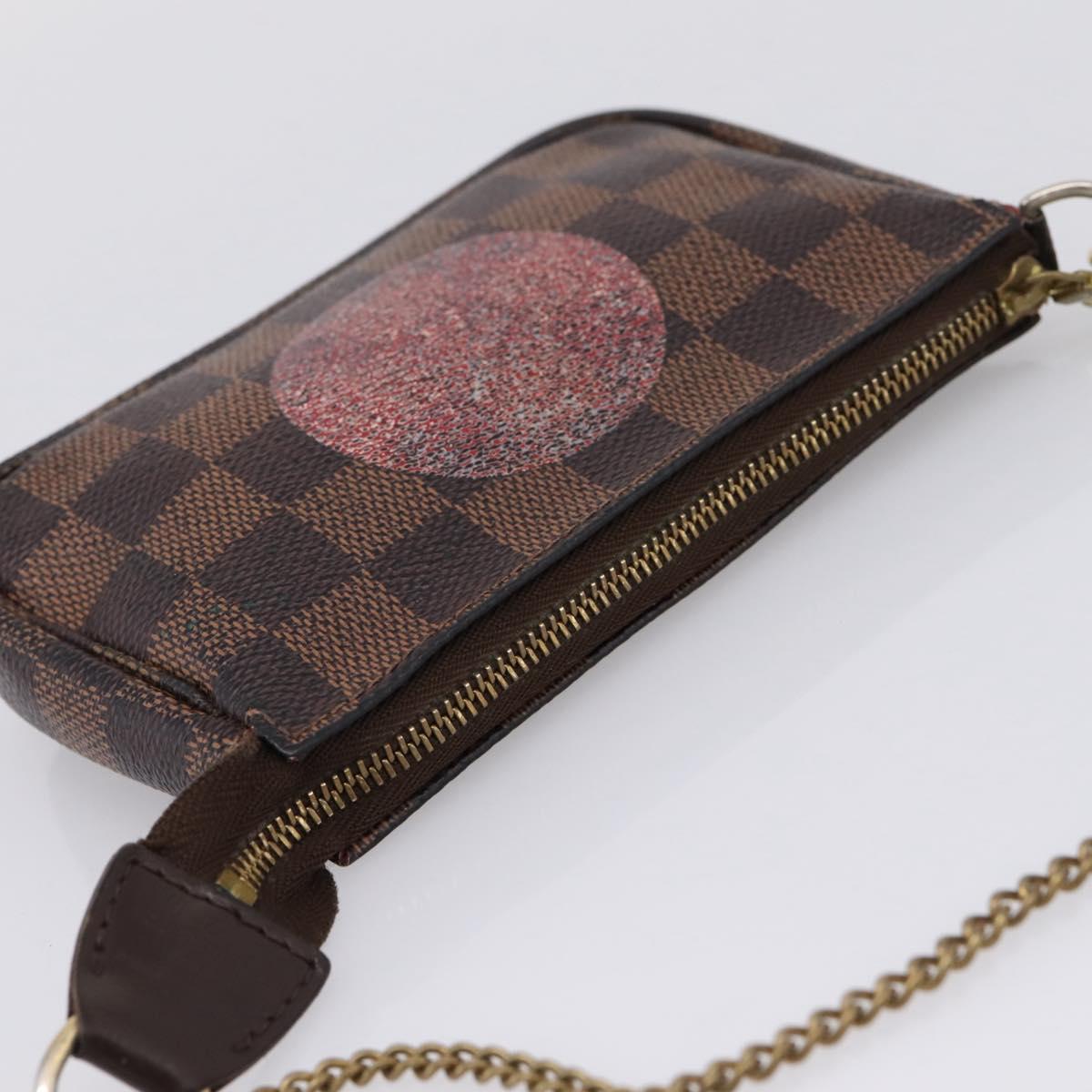 LOUIS VUITTON Damier Ebene T&B Mini Pochette Accessoires N58011 LV Auth bs37681