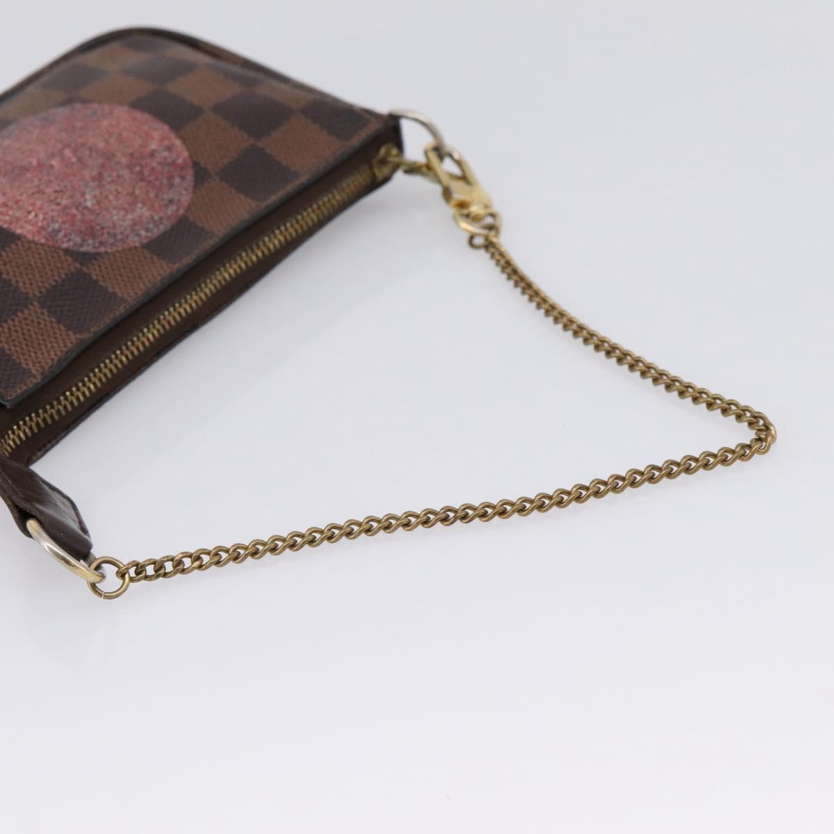 LOUIS VUITTON Damier Ebene T&B Mini Pochette Accessoires N58011 LV Auth bs37681