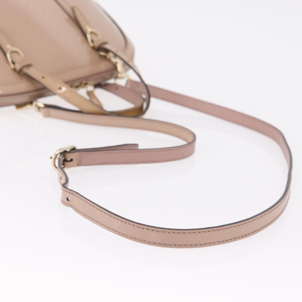 GUCCI Micro GG Canvas Hand Bag Patent leather 2way Pink Gold 309617 Auth bs37686