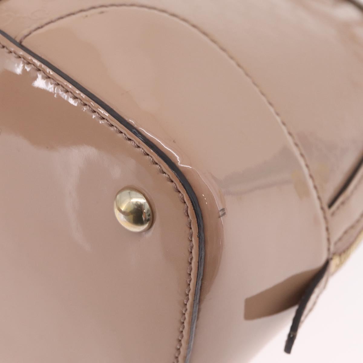 GUCCI Micro GG Canvas Hand Bag Patent leather 2way Pink Gold 309617 Auth bs37686