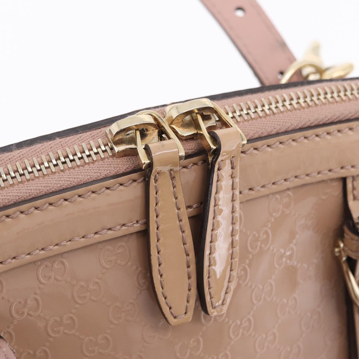GUCCI Micro GG Canvas Hand Bag Patent leather 2way Pink Gold 309617 Auth bs37686