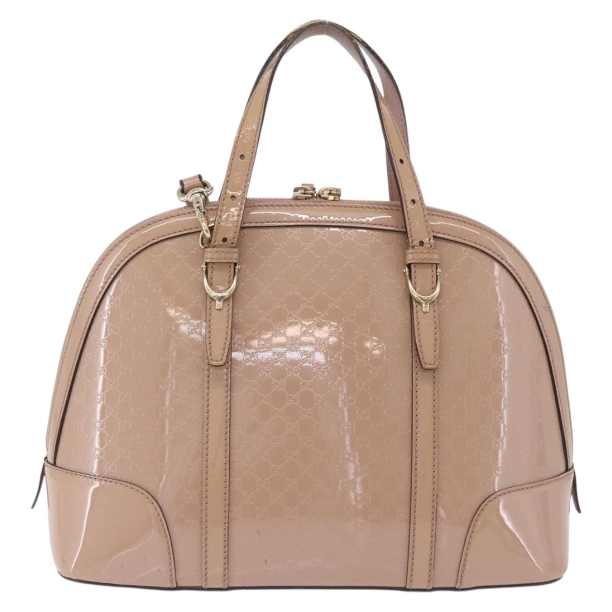 GUCCI Micro GG Canvas Hand Bag Patent leather 2way Pink Gold 309617 Auth bs37686