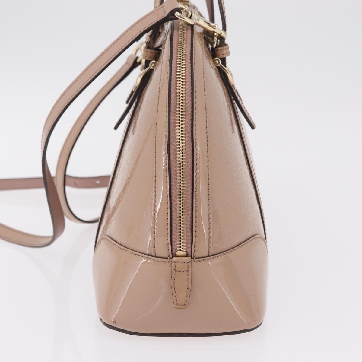 GUCCI Micro GG Canvas Hand Bag Patent leather 2way Pink Gold 309617 Auth bs37686