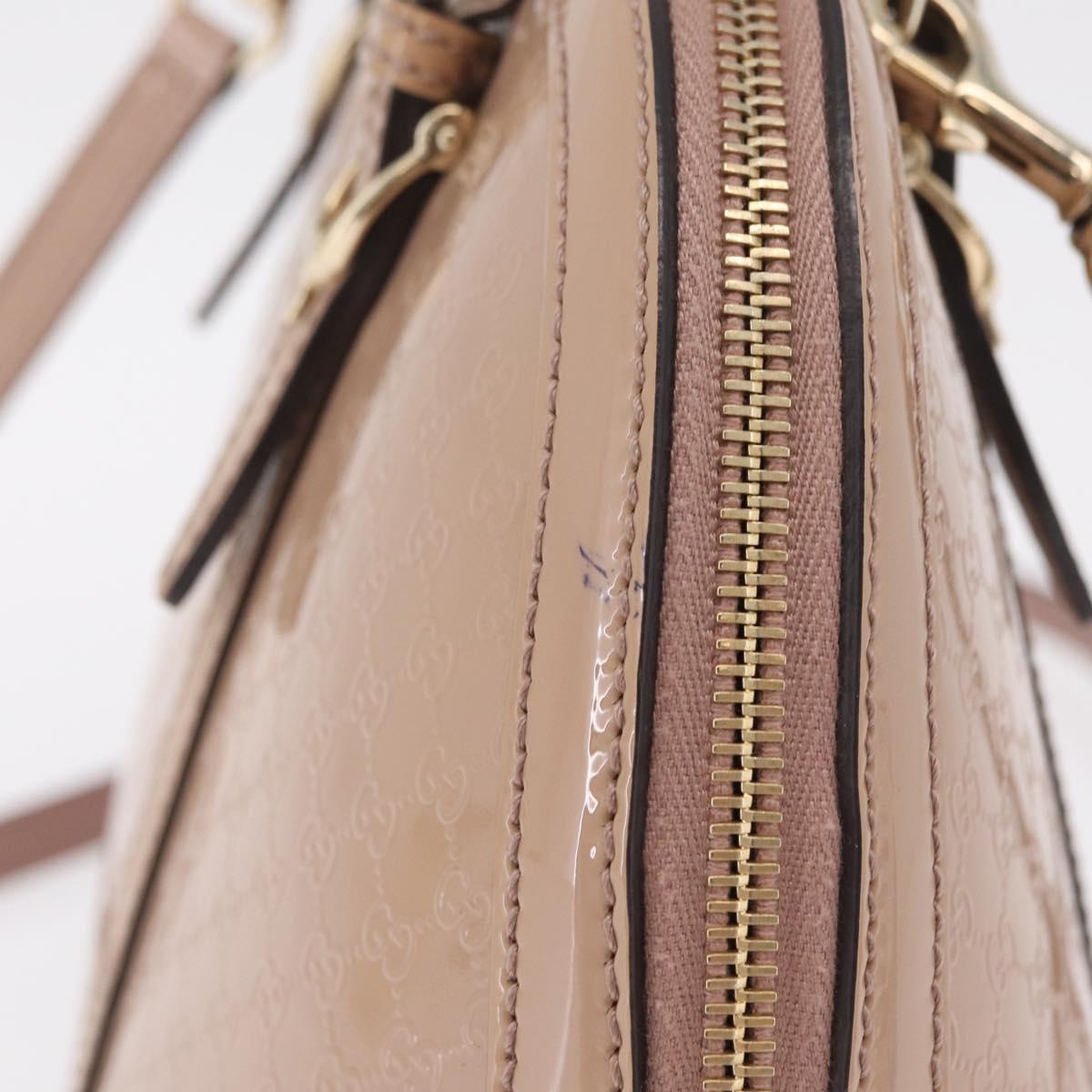GUCCI Micro GG Canvas Hand Bag Patent leather 2way Pink Gold 309617 Auth bs37686