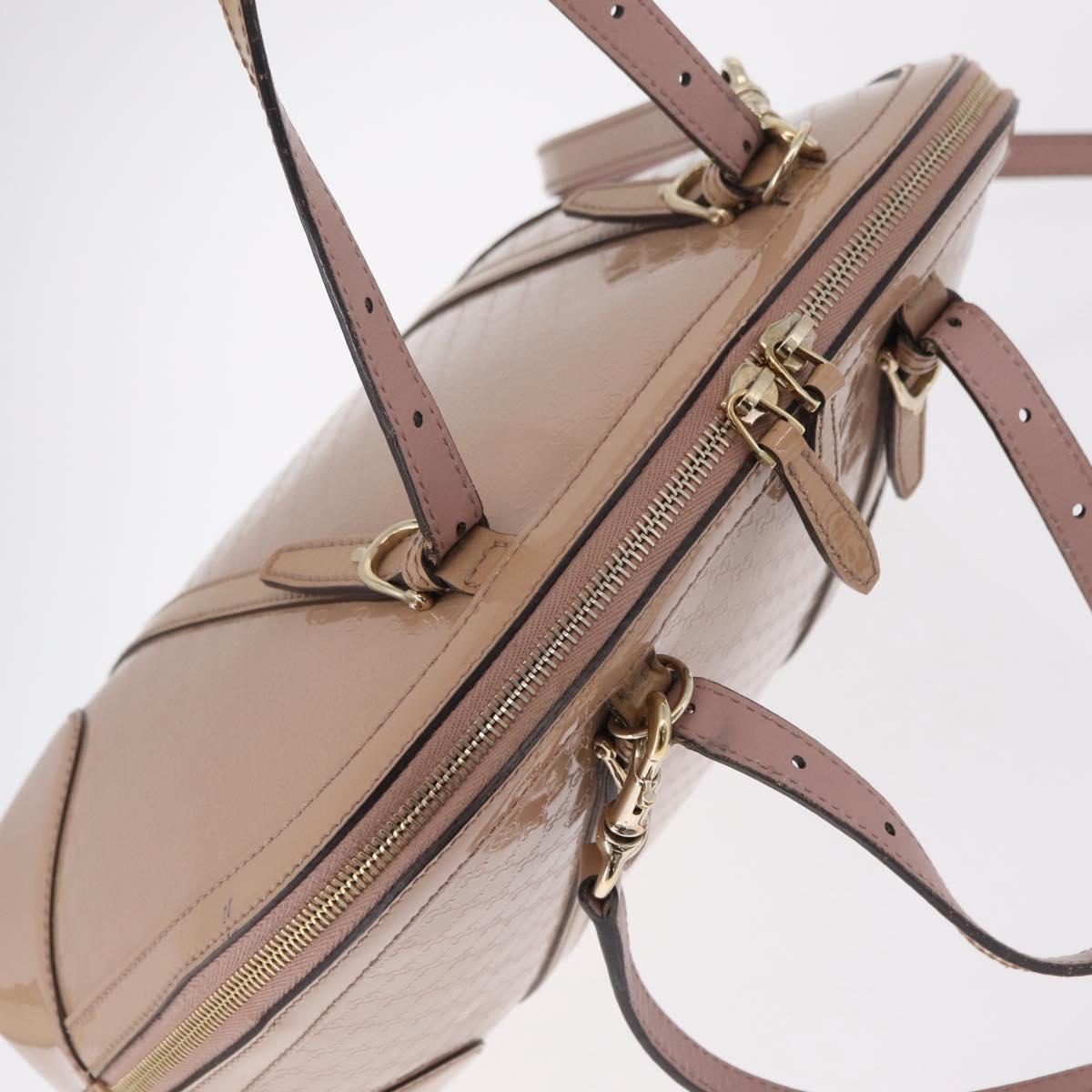 GUCCI Micro GG Canvas Hand Bag Patent leather 2way Pink Gold 309617 Auth bs37686