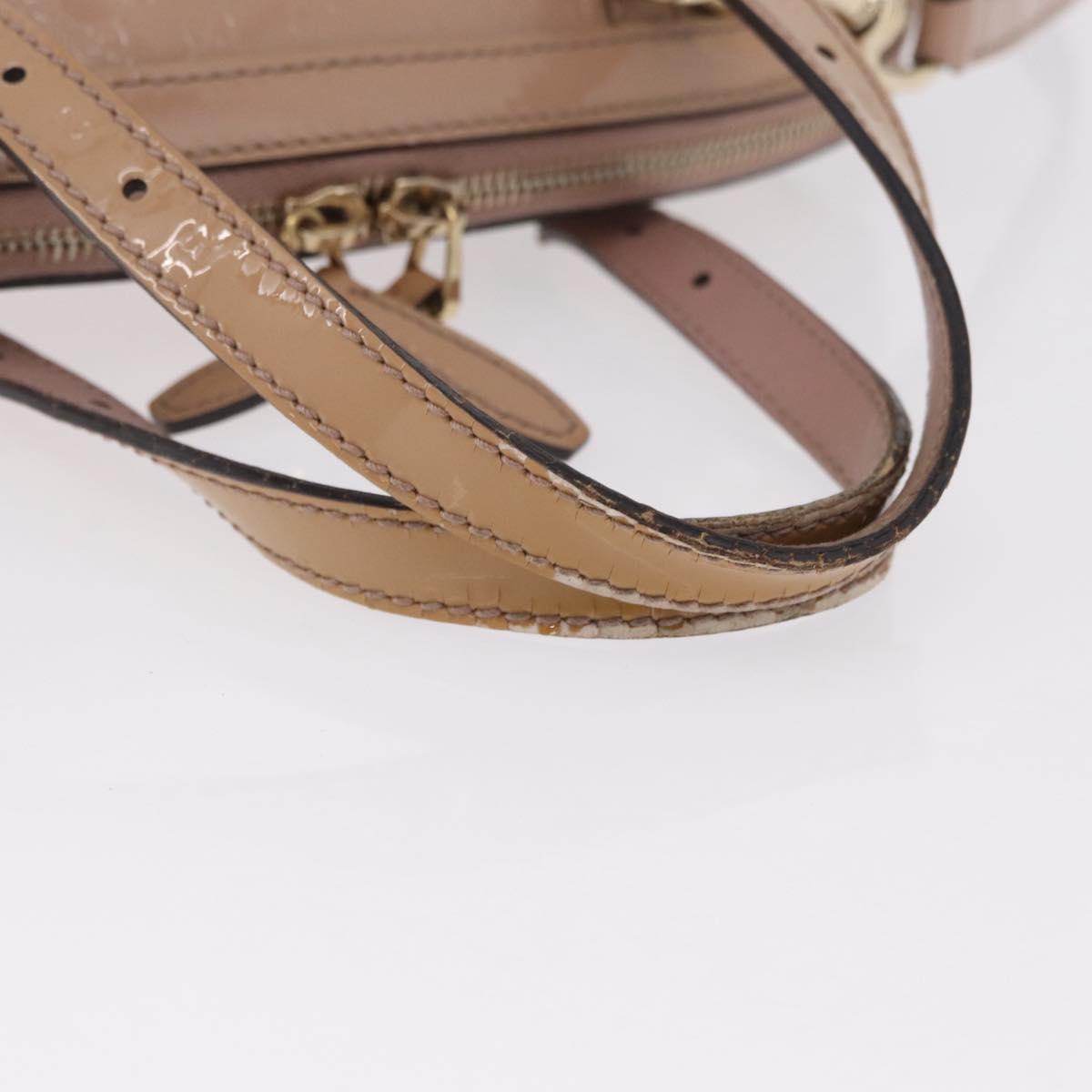 GUCCI Micro GG Canvas Hand Bag Patent leather 2way Pink Gold 309617 Auth bs37686