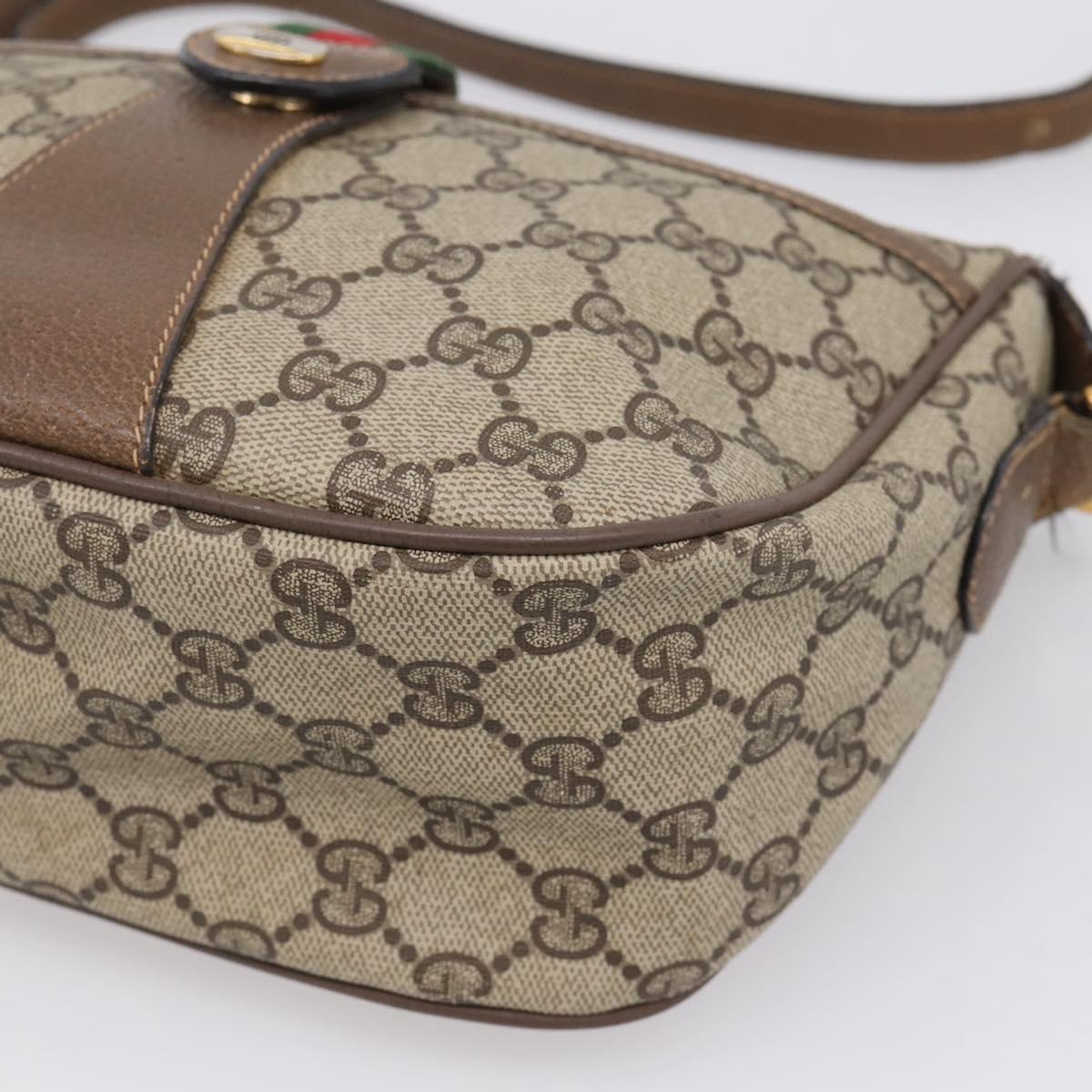 GUCCI GG Supreme Web Sherry Line Bag PVC Beige Gold 89 02 032 Auth bs37687