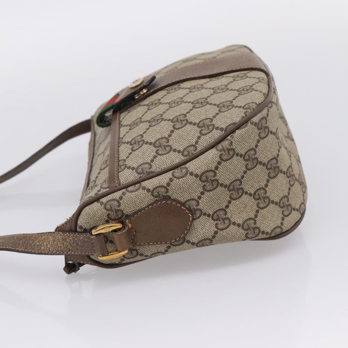 GUCCI GG Supreme Web Sherry Line Bag PVC Beige Gold 89 02 032 Auth bs37687