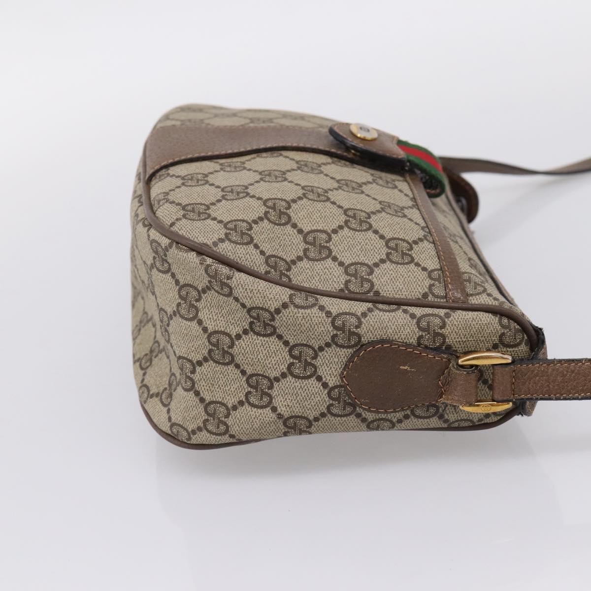 GUCCI GG Supreme Web Sherry Line Bag PVC Beige Gold 89 02 032 Auth bs37687
