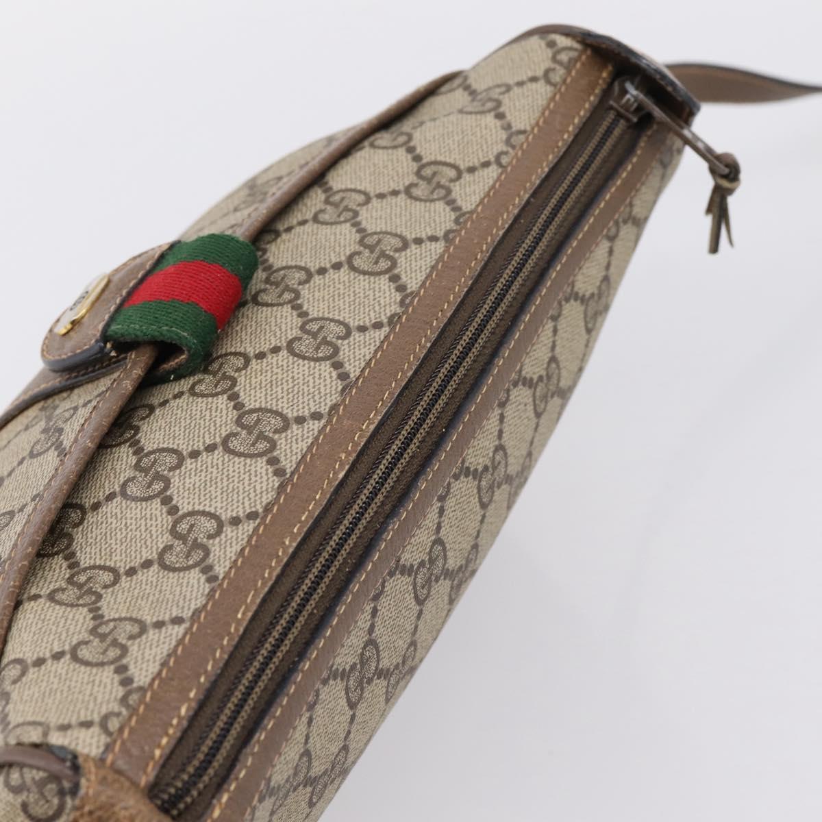 GUCCI GG Supreme Web Sherry Line Bag PVC Beige Gold 89 02 032 Auth bs37687