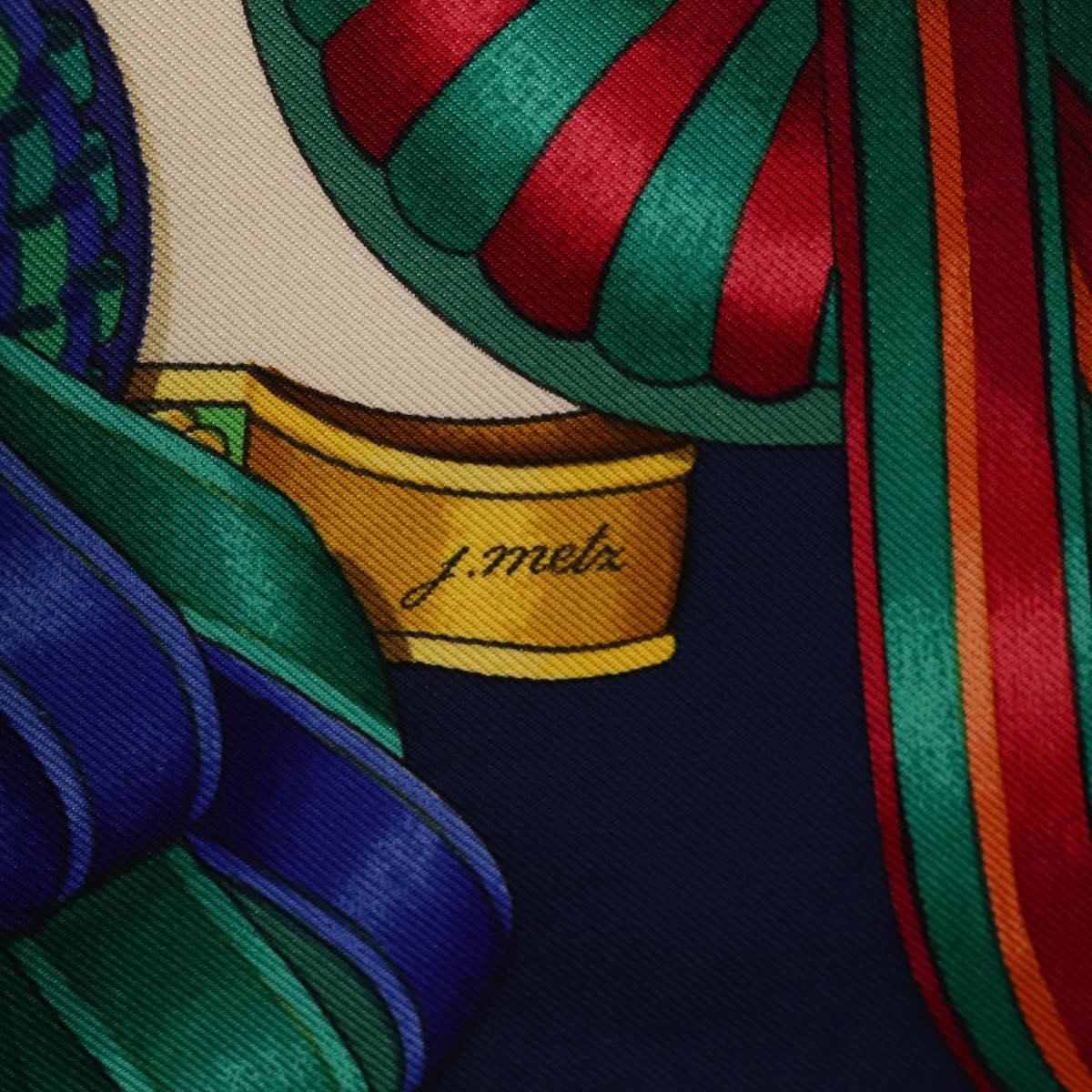 HERMES Carre 90 Scarf ”LES RUBANS DU CHEVAL” Silk Blue Auth bs37692