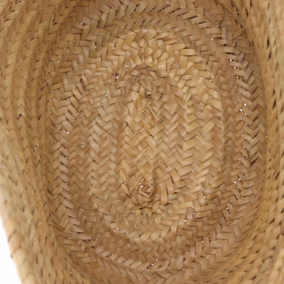 LOEWE Anagram Basket bag Hand Bag Raffia Leather Beige Silver Auth bs37719V
