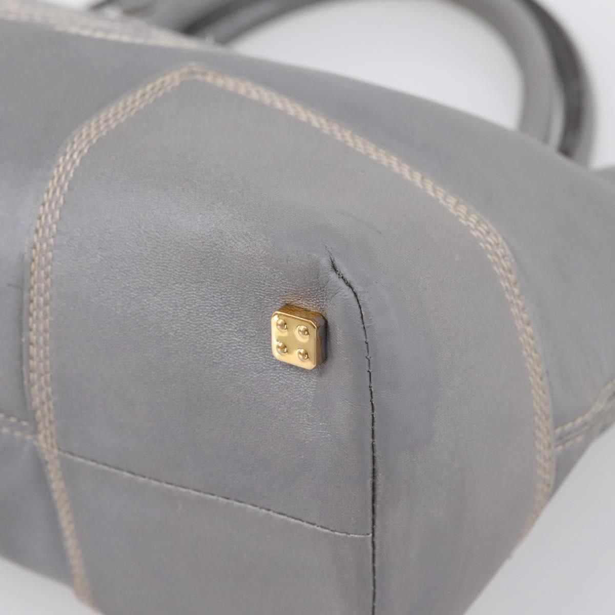 LOEWE Anagram Amazona Justa Hand Bag Leather Gold Silver Auth bs37721