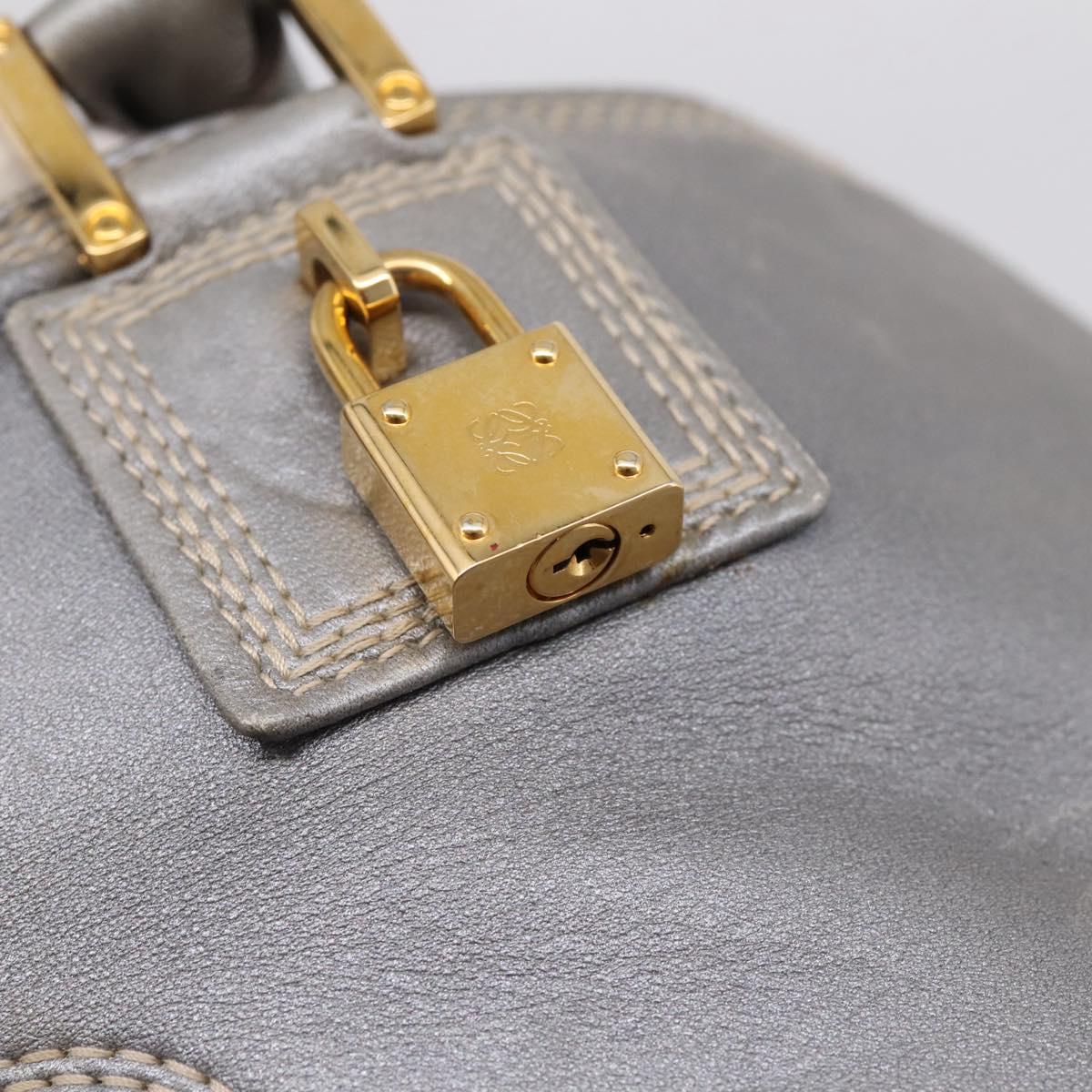 LOEWE Anagram Amazona Justa Hand Bag Leather Gold Silver Auth bs37721