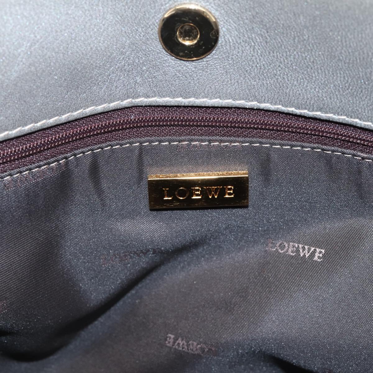 LOEWE Anagram Amazona Justa Hand Bag Leather Gold Silver Auth bs37721