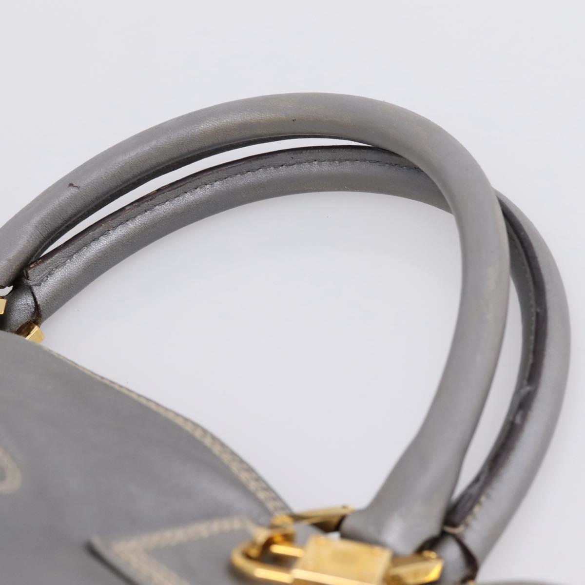 LOEWE Anagram Amazona Justa Hand Bag Leather Gold Silver Auth bs37721