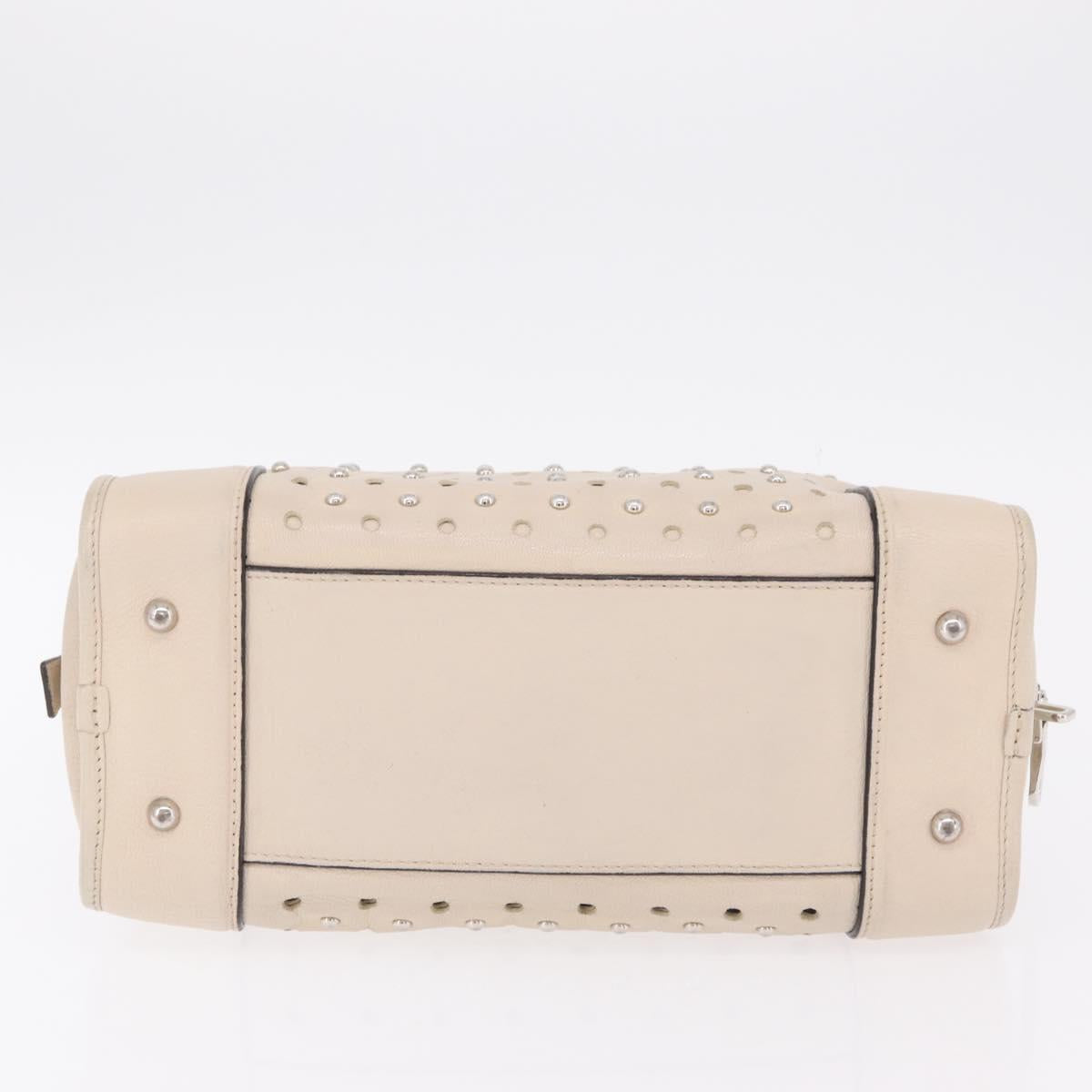 LOEWE Anagram Amazona 28 Hand Bag Leather Ivory Silver Auth bs37722