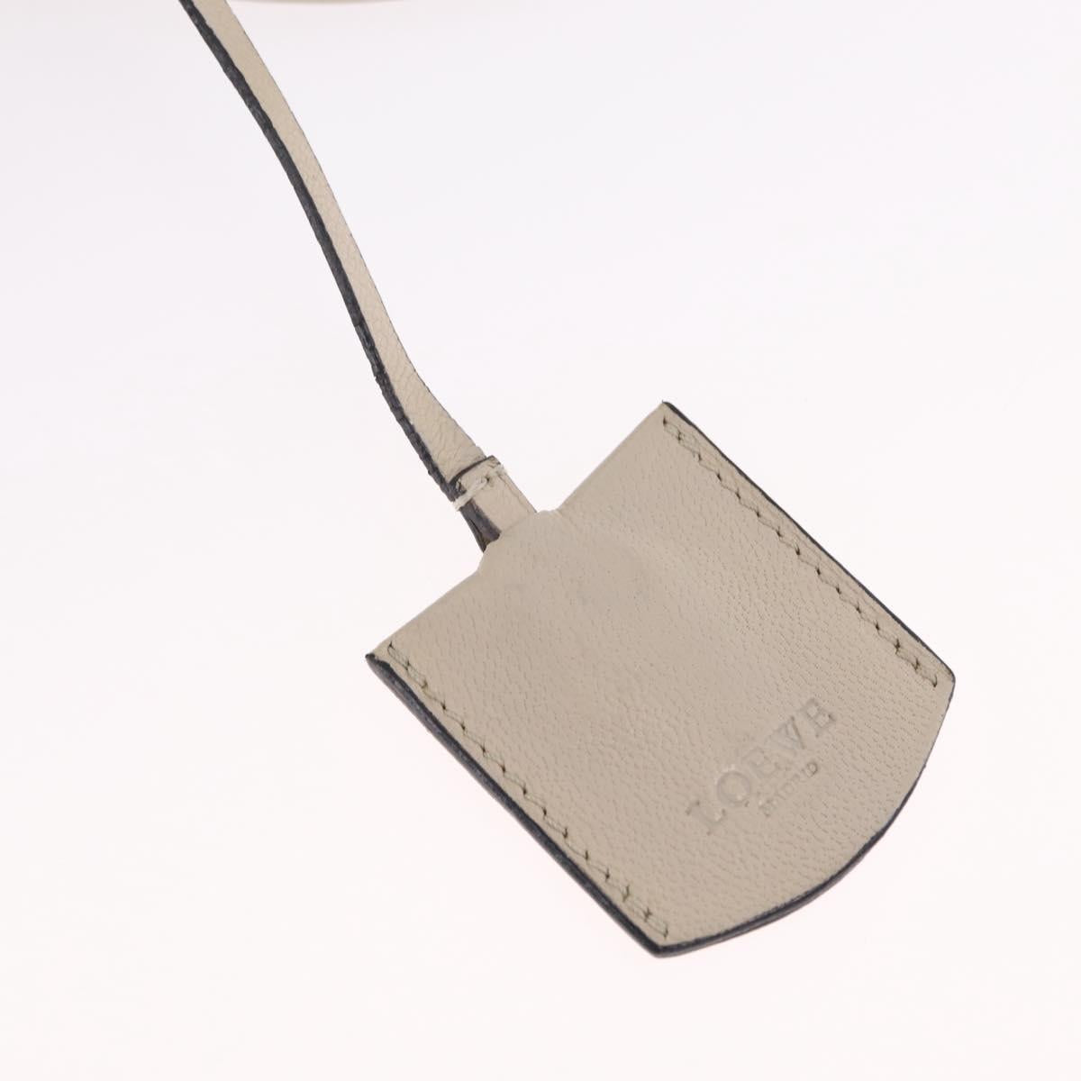 LOEWE Anagram Amazona 28 Hand Bag Leather Ivory Silver Auth bs37722