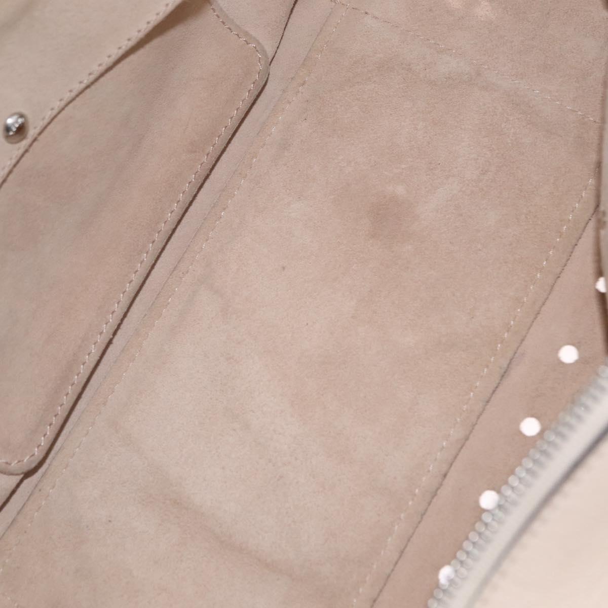 LOEWE Anagram Amazona 28 Hand Bag Leather Ivory Silver Auth bs37722