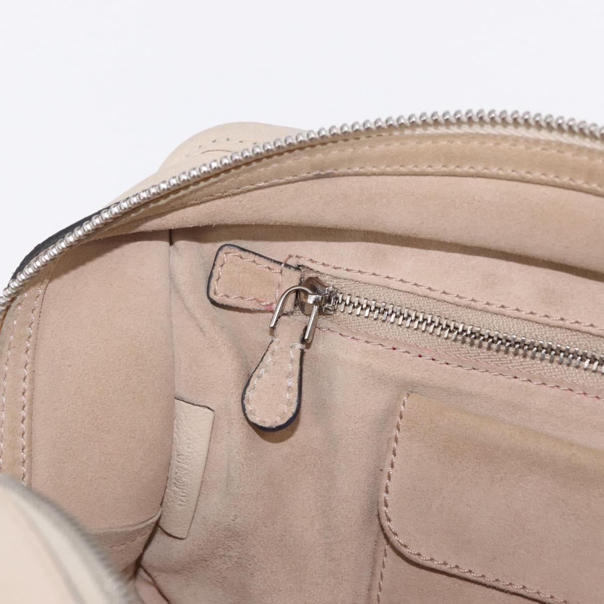 LOEWE Anagram Amazona 28 Hand Bag Leather Ivory Silver Auth bs37722