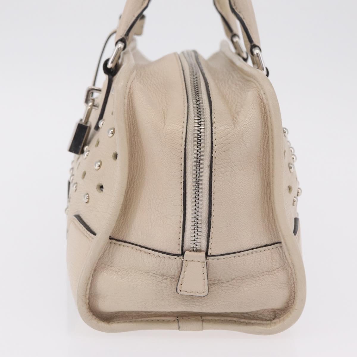 LOEWE Anagram Amazona 28 Hand Bag Leather Ivory Silver Auth bs37722