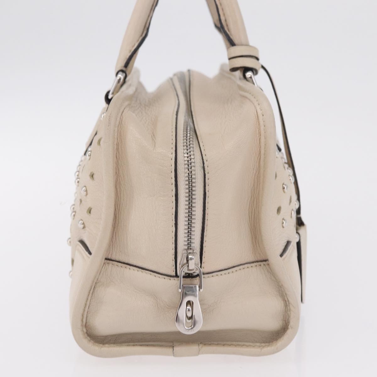 LOEWE Anagram Amazona 28 Hand Bag Leather Ivory Silver Auth bs37722