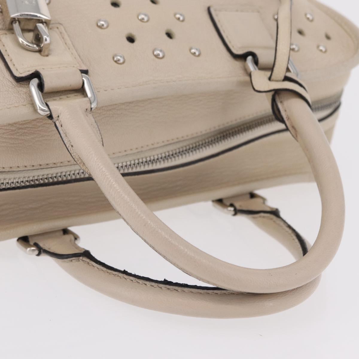 LOEWE Anagram Amazona 28 Hand Bag Leather Ivory Silver Auth bs37722