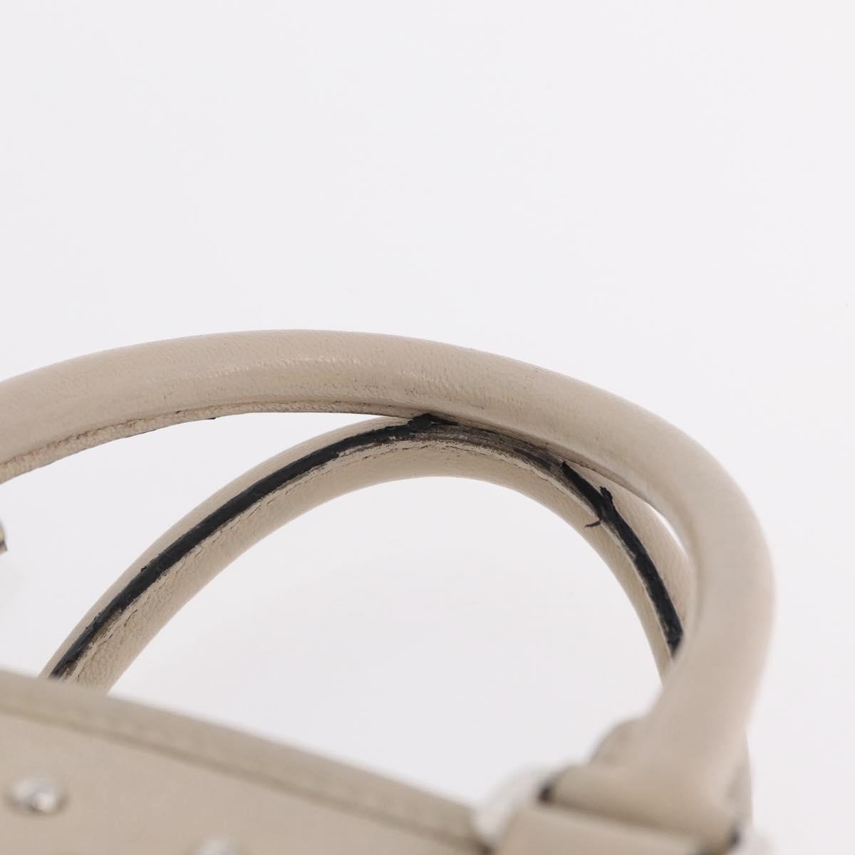 LOEWE Anagram Amazona 28 Hand Bag Leather Ivory Silver Auth bs37722