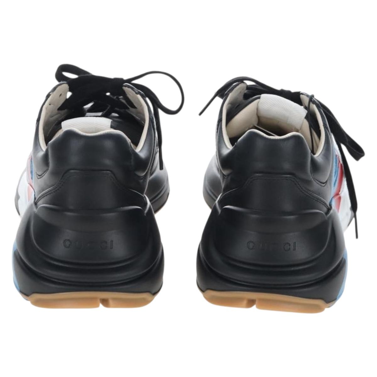 GUCCI Lighton Webprint Sneakers 5 Black Auth bs37734M