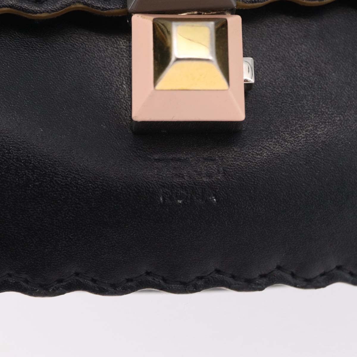FENDI Canay Chain Shoulder Bag Leather Black Silver 8M0381 Auth bs37743A