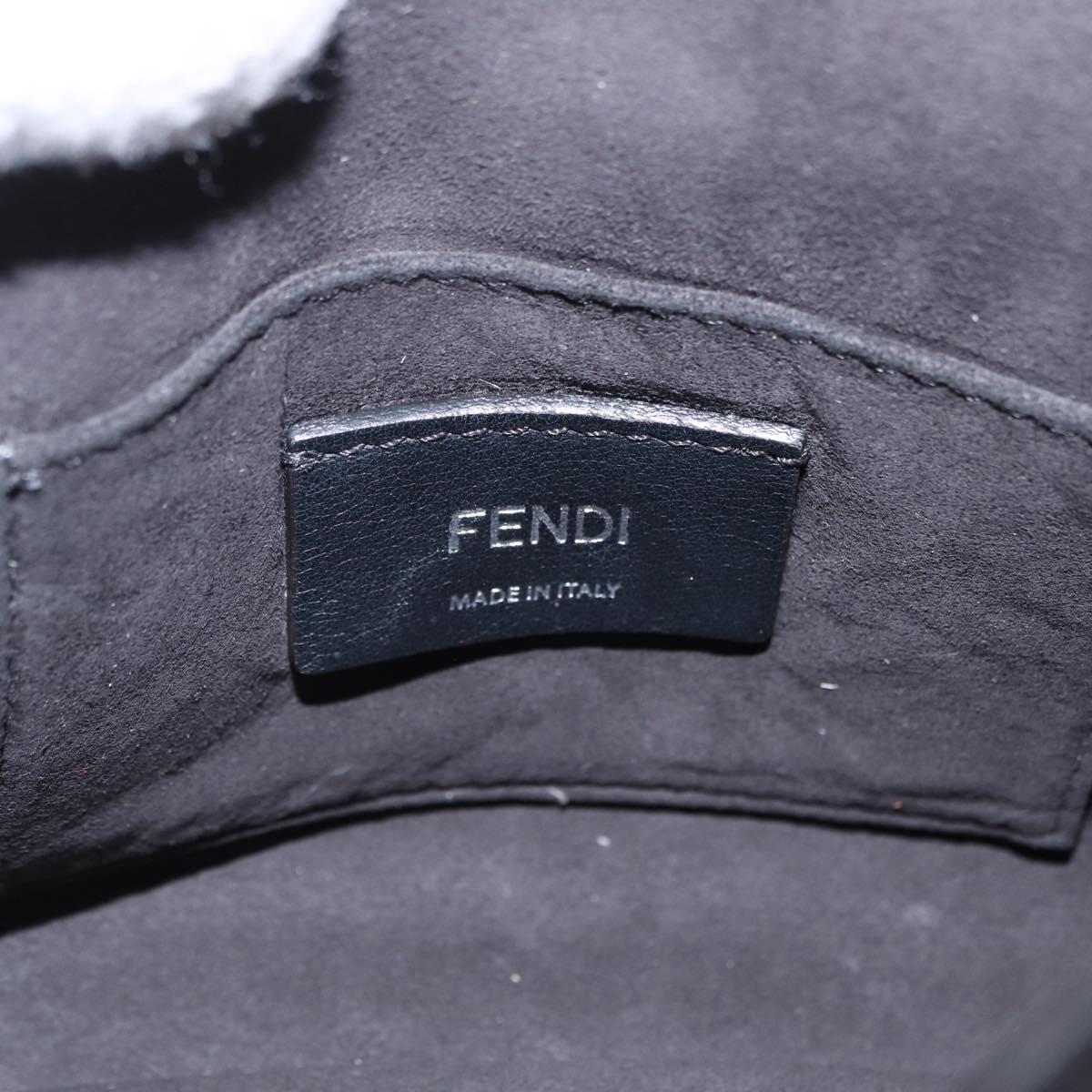FENDI Canay Chain Shoulder Bag Leather Black Silver 8M0381 Auth bs37743A