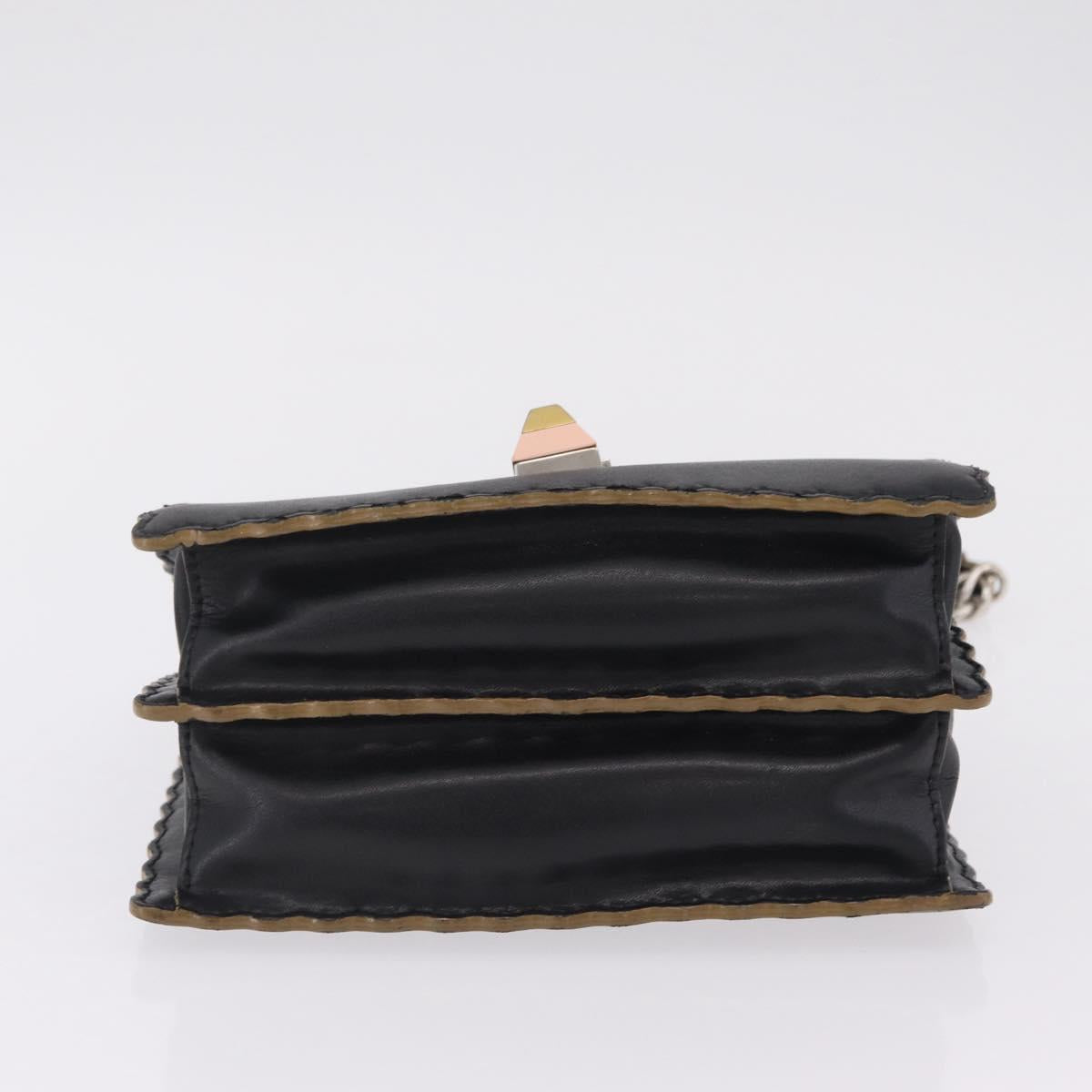 FENDI Canay Chain Shoulder Bag Leather Black Silver 8M0381 Auth bs37743A