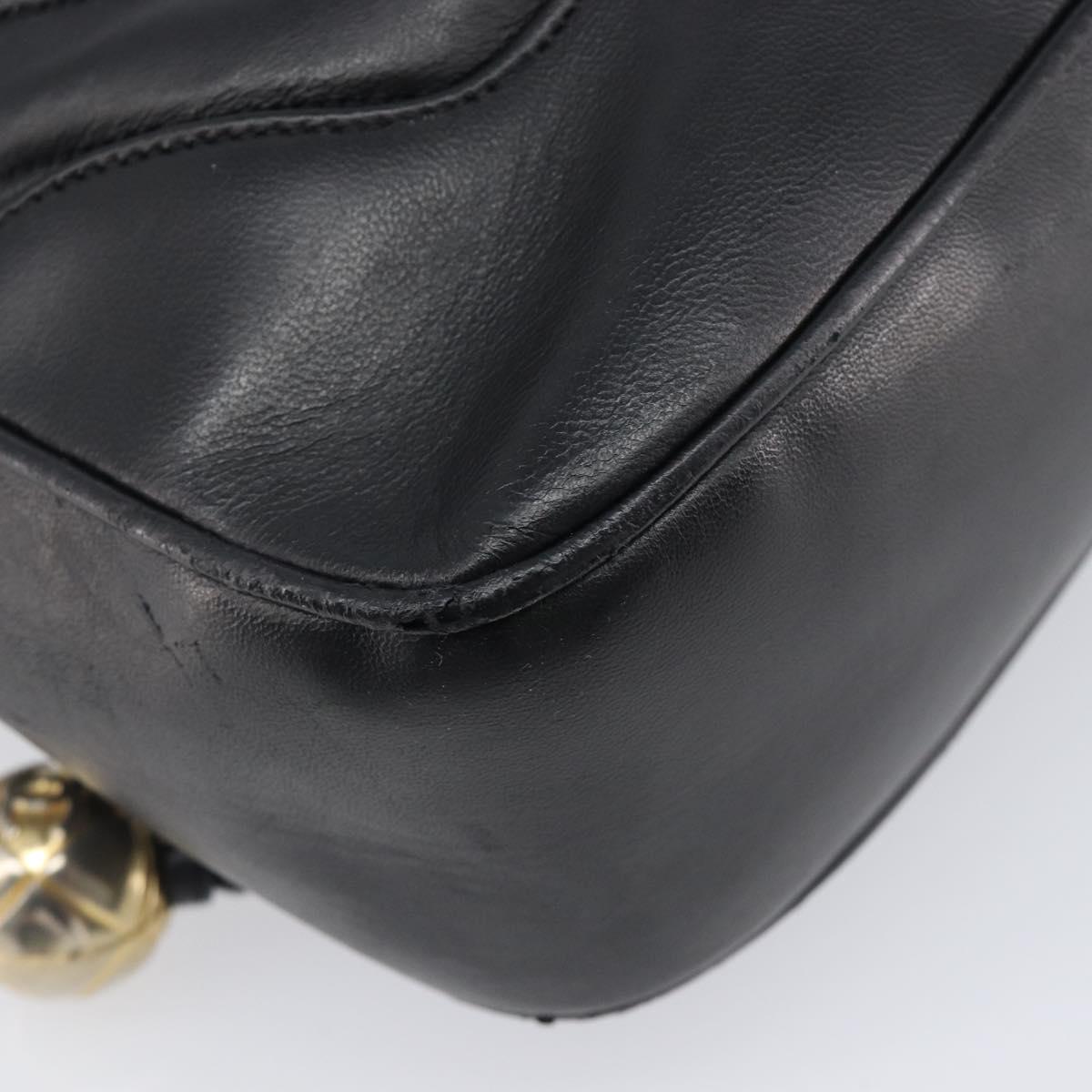 CHANEL V Stitch Hand Bag Leather Black Gold Tone CC Auth bs37749