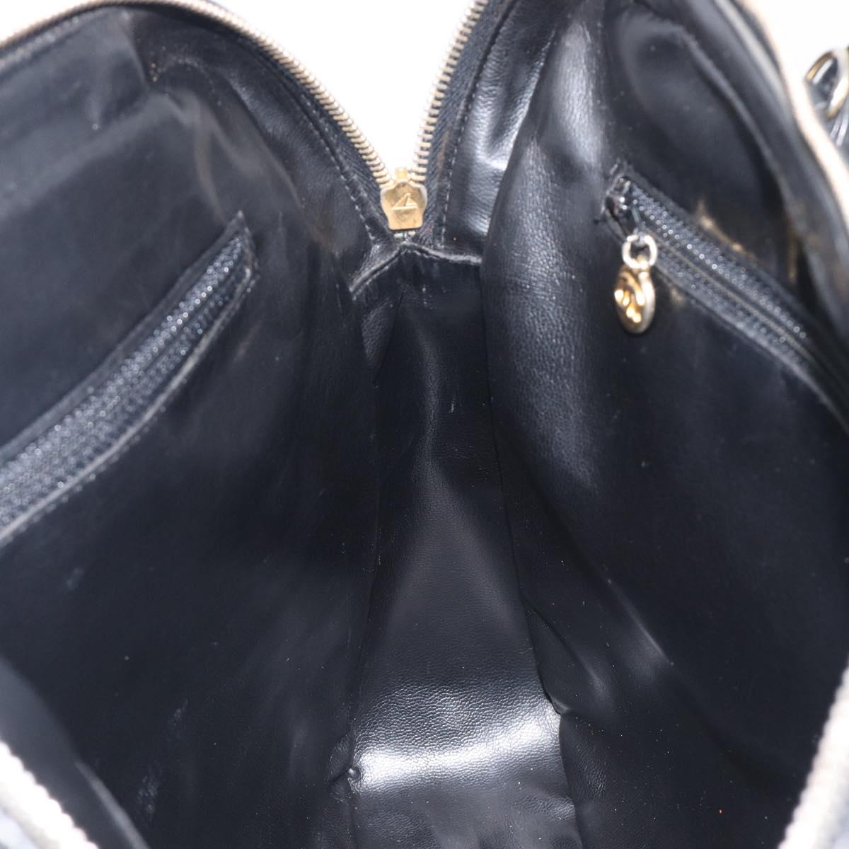 CHANEL V Stitch Hand Bag Leather Black Gold Tone CC Auth bs37749