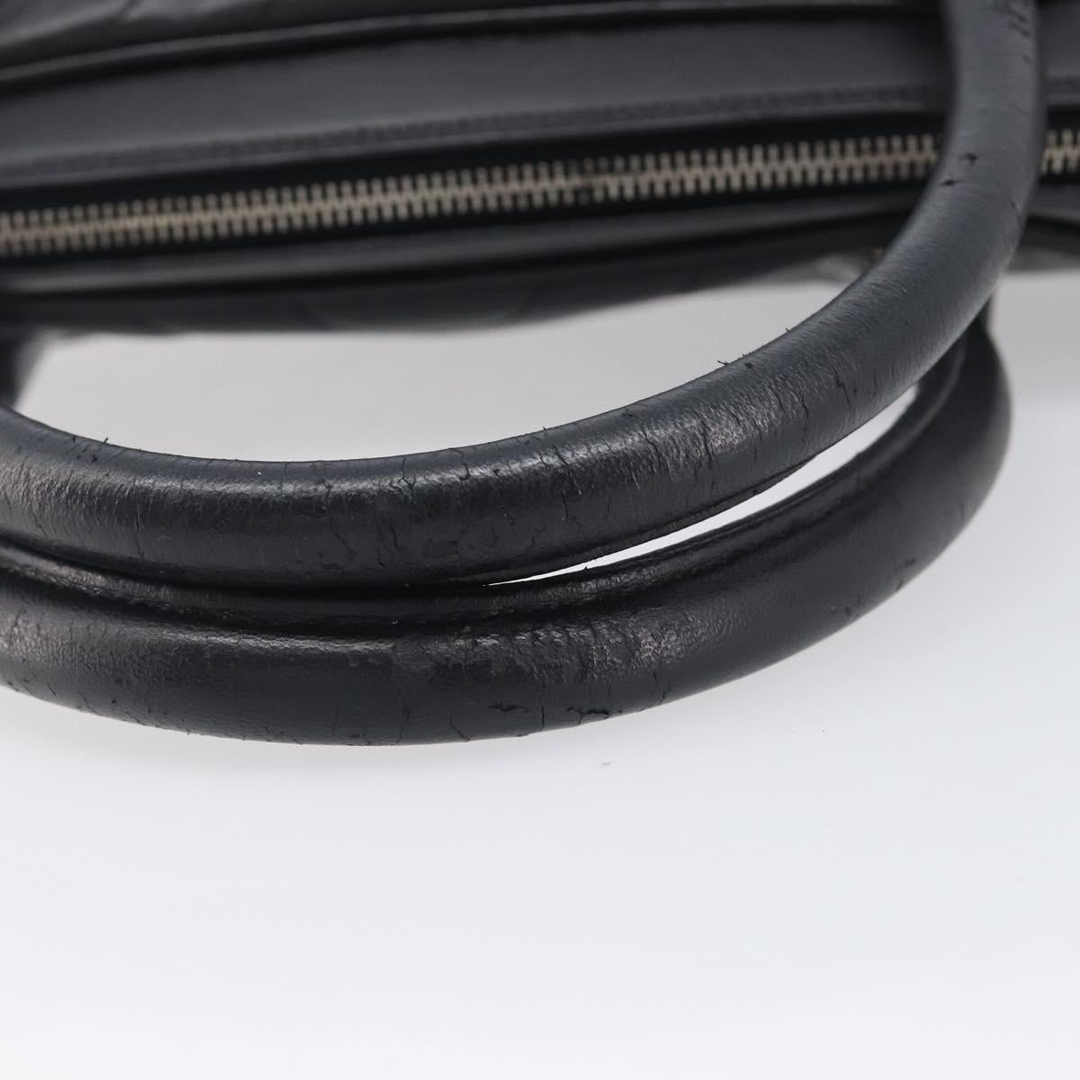 CHANEL V Stitch Hand Bag Leather Black Gold Tone CC Auth bs37749