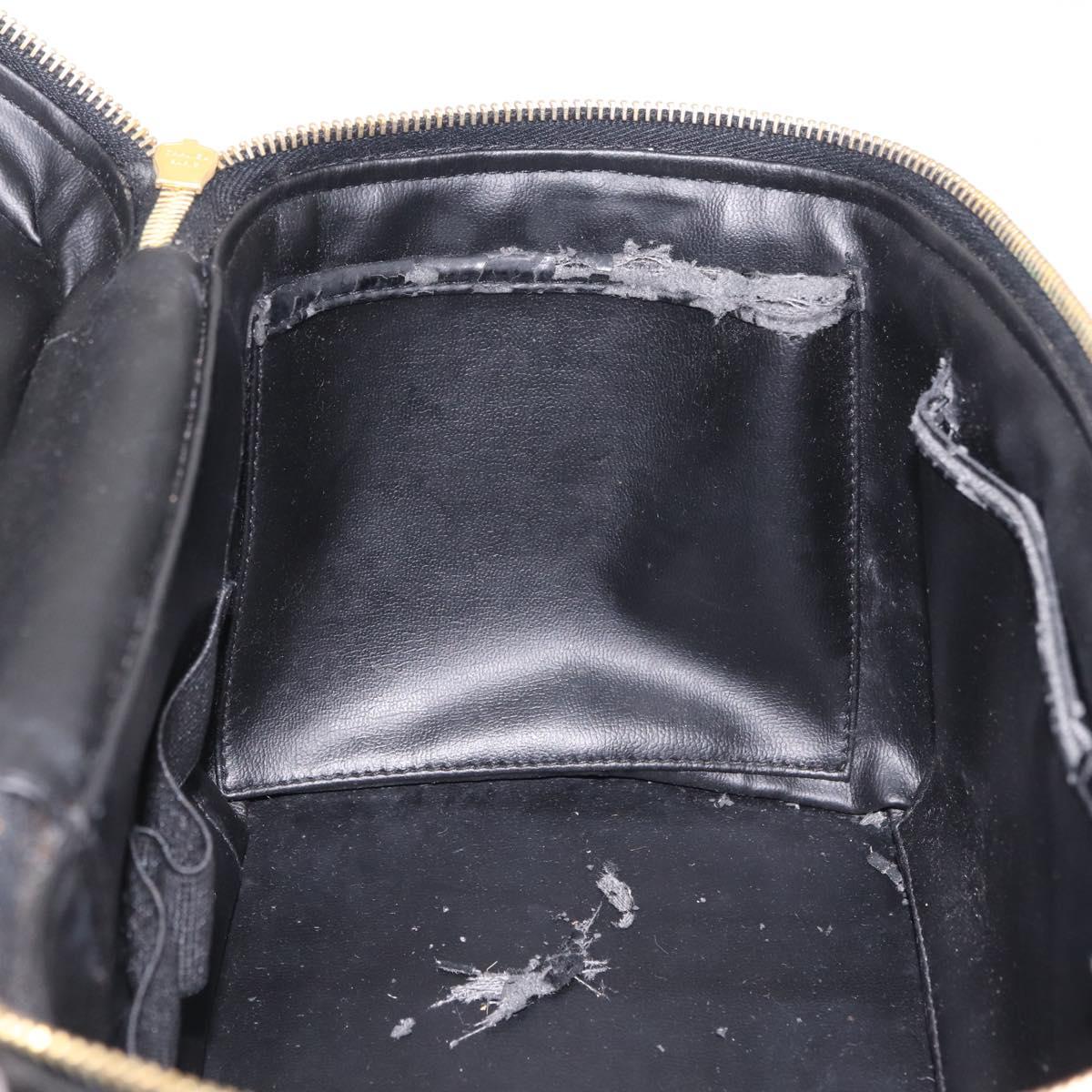 CHANEL Vanity Cosmetic Pouch Patent 2way Black Gold Tone CC Auth bs37755