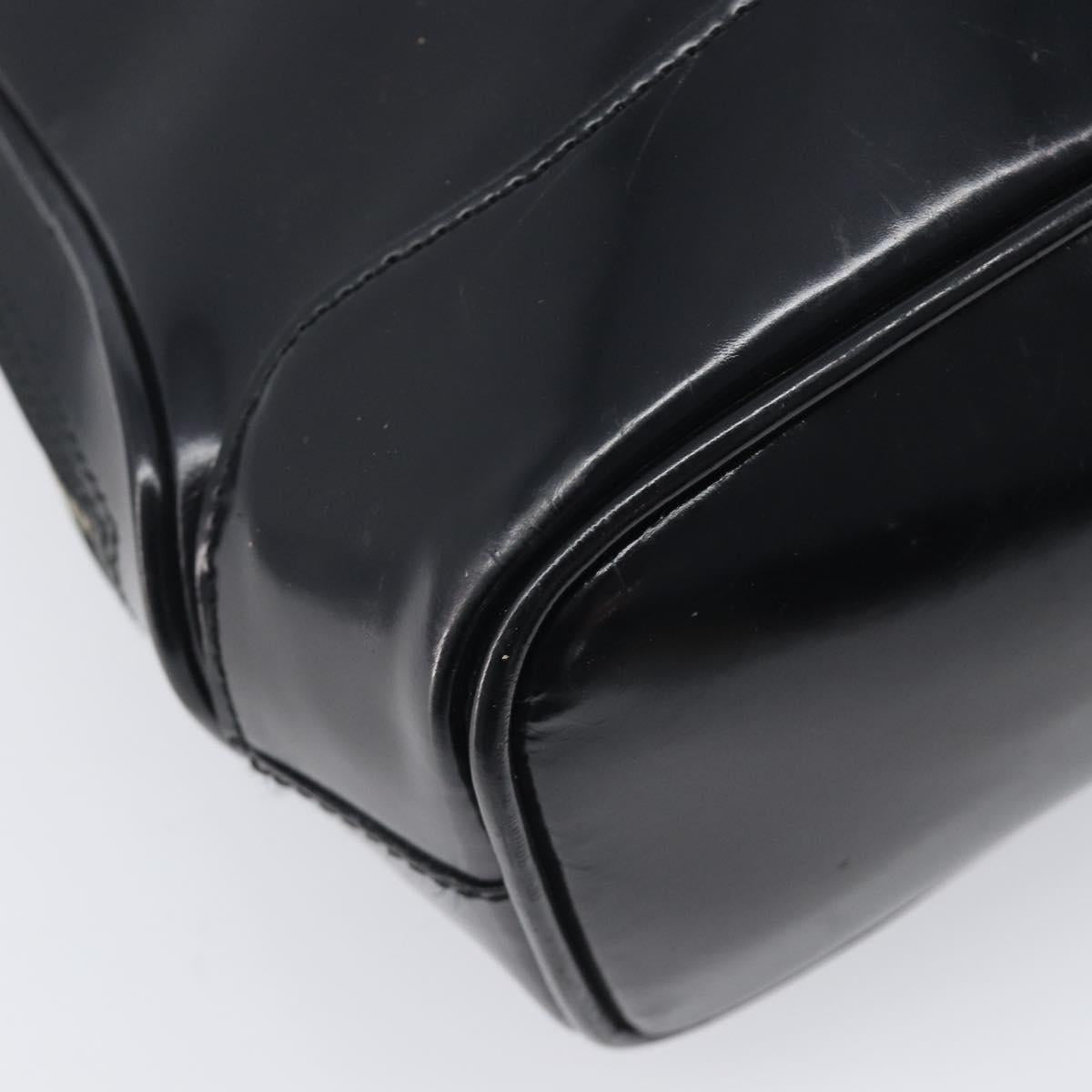 GUCCI Shoulder Bag Patent Black Gold Tone 001 118 1650 Auth bs37764