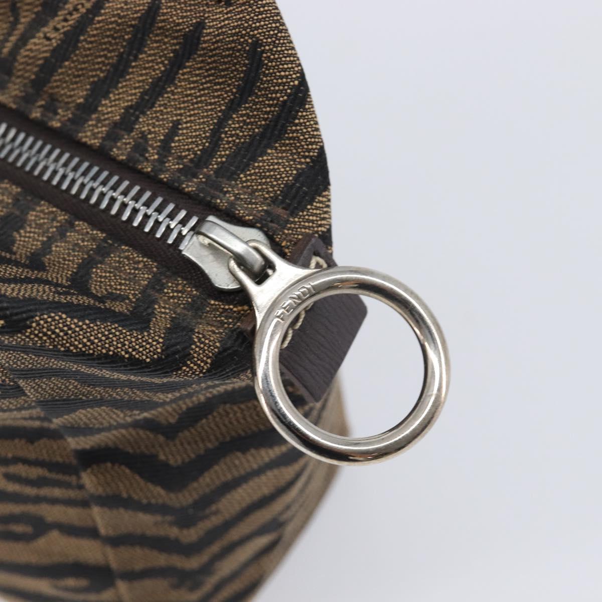 FENDI Hand Bag Canvas Brown Silver Auth bs37781A