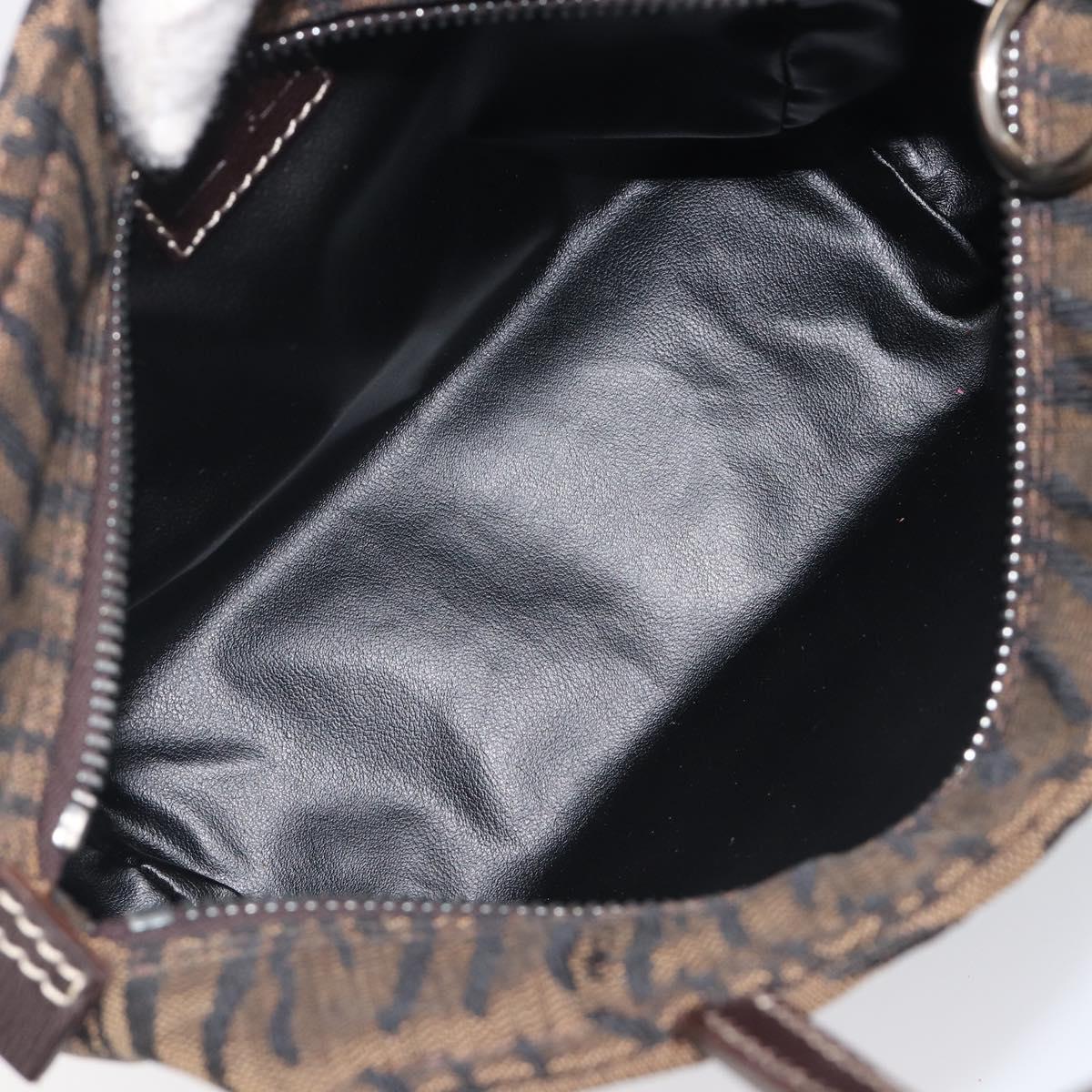 FENDI Hand Bag Canvas Brown Silver Auth bs37781A