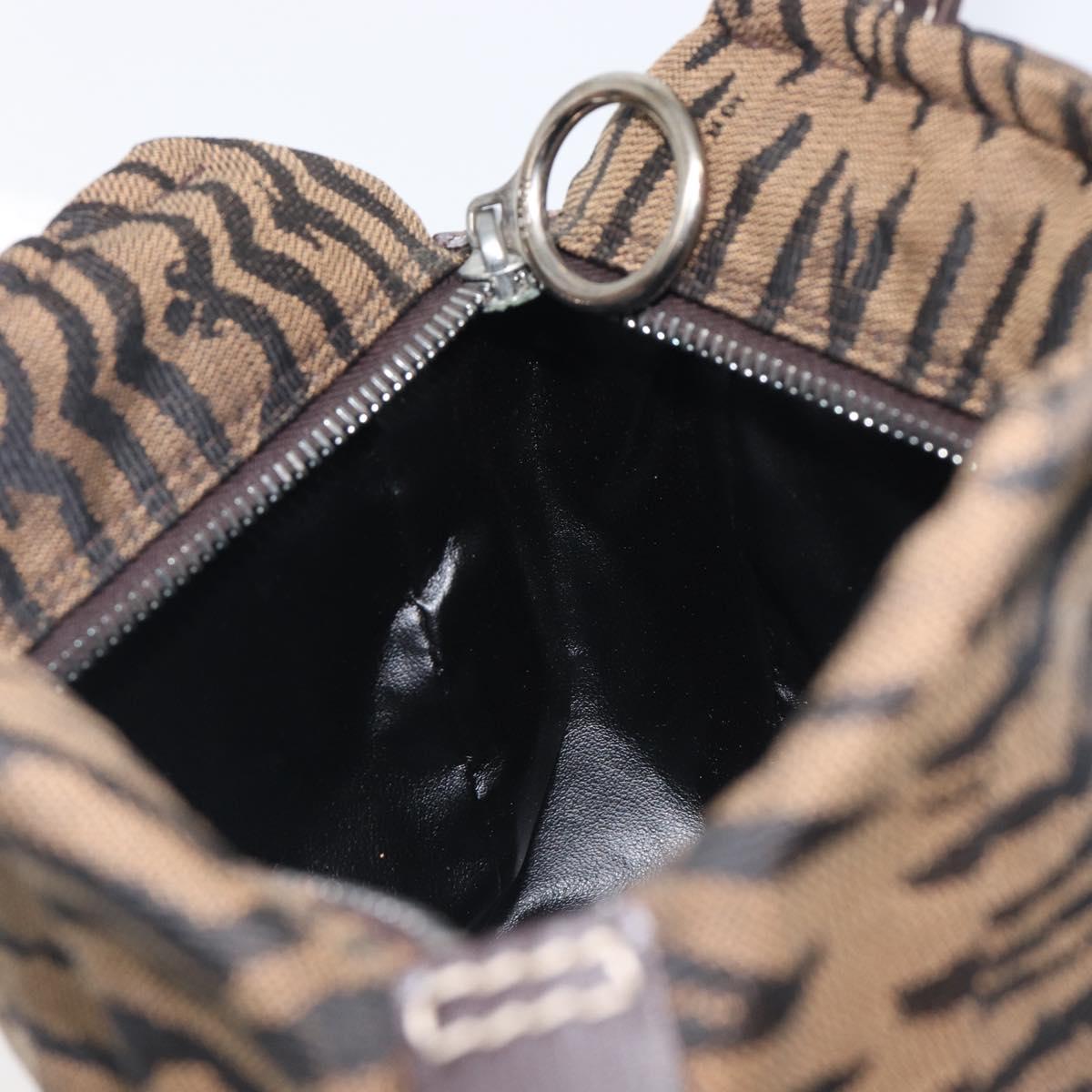 FENDI Hand Bag Canvas Brown Silver Auth bs37781A