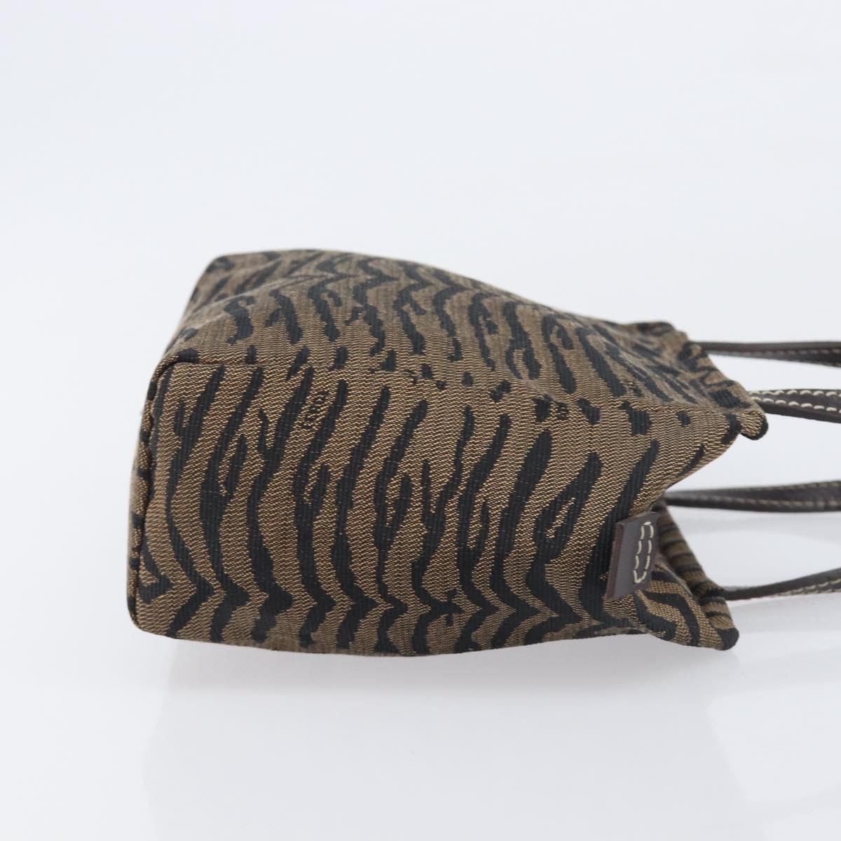 FENDI Hand Bag Canvas Brown Silver Auth bs37781A