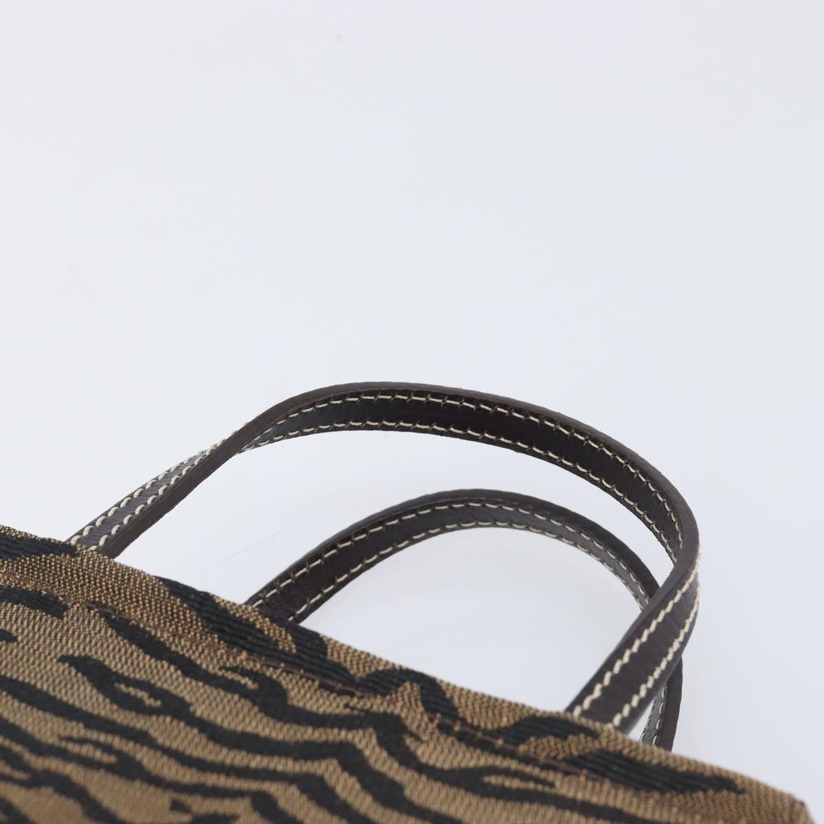 FENDI Hand Bag Canvas Brown Silver Auth bs37781A