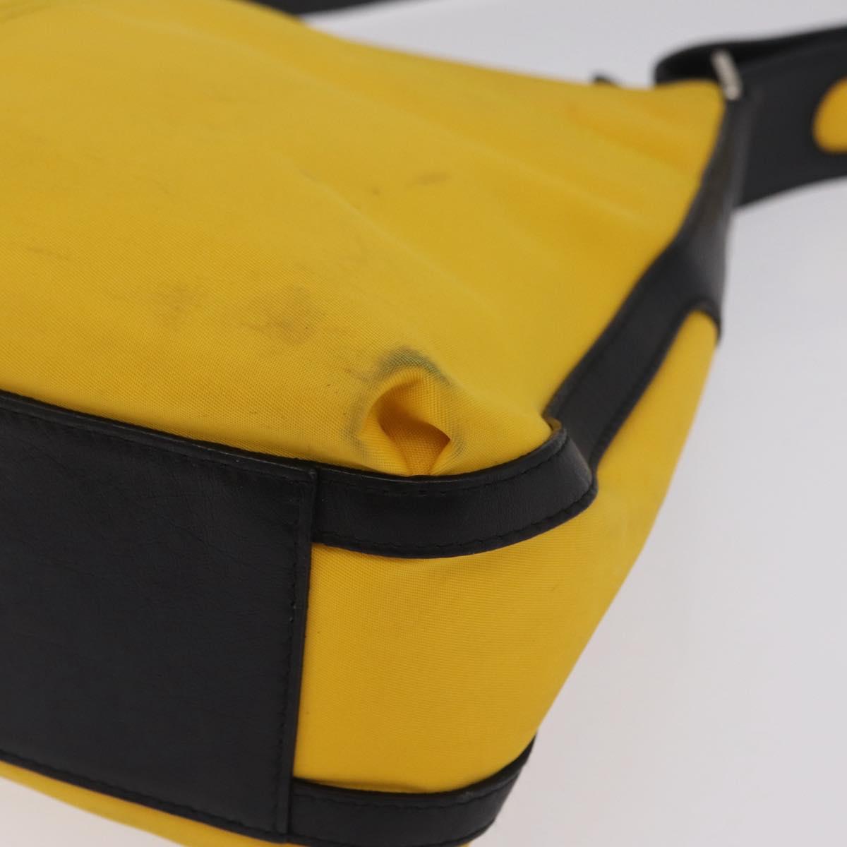 GIVENCHY Shoulder Bag Nylon Yellow Silver Auth bs37783