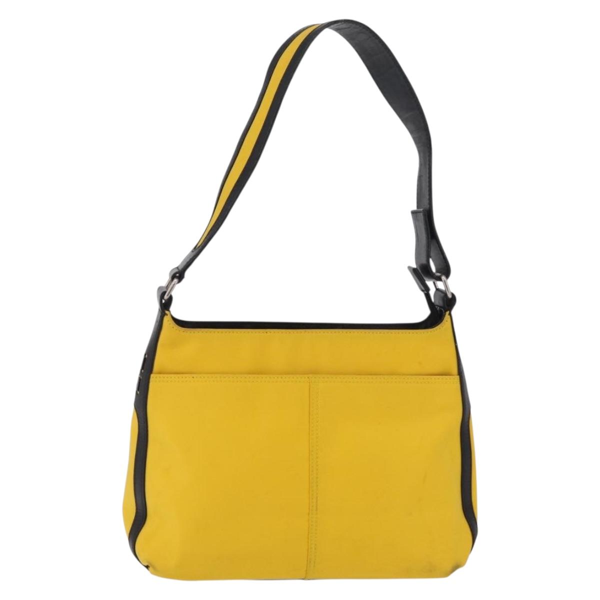 GIVENCHY Shoulder Bag Nylon Yellow Silver Auth bs37783