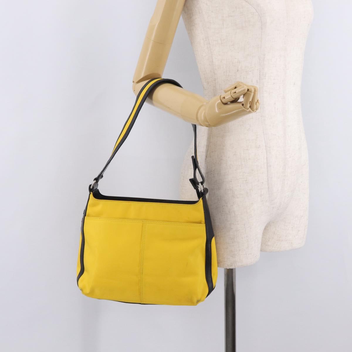 GIVENCHY Shoulder Bag Nylon Yellow Silver Auth bs37783