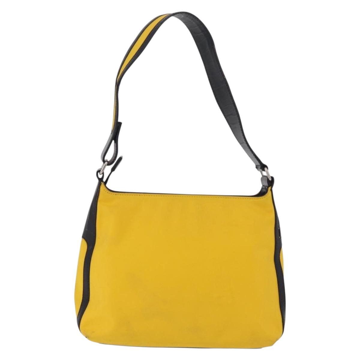 GIVENCHY Shoulder Bag Nylon Yellow Silver Auth bs37783
