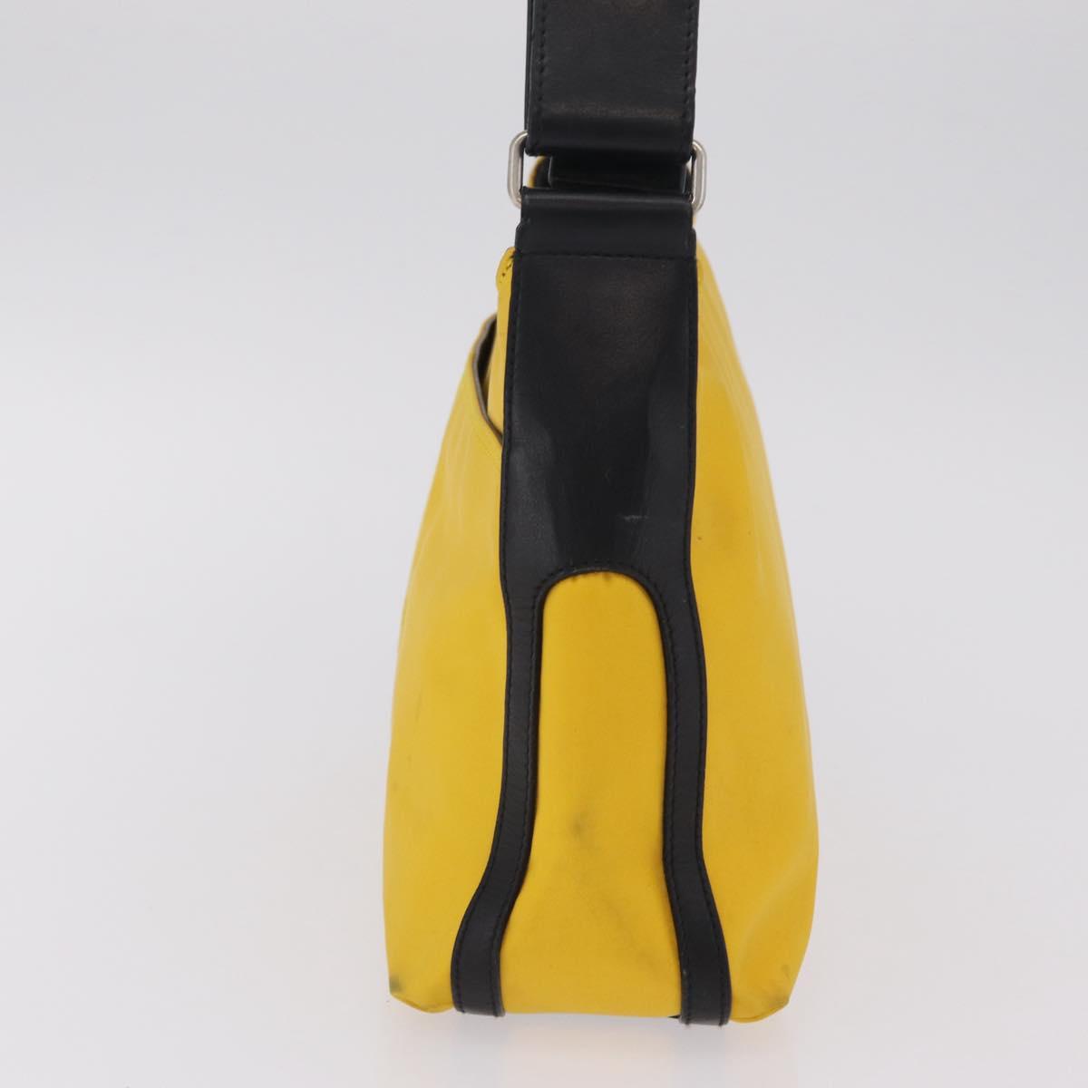 GIVENCHY Shoulder Bag Nylon Yellow Silver Auth bs37783