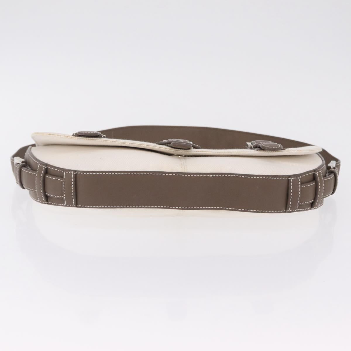LOEWE Shoulder Bag Canvas White Silver Auth bs37789A
